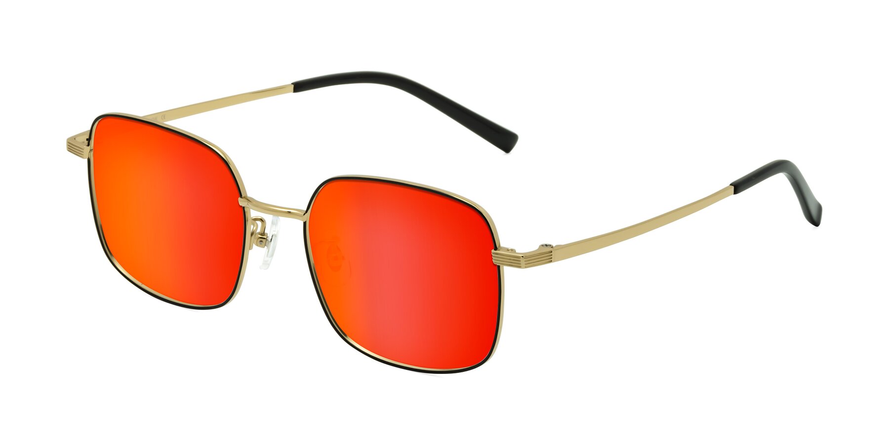 Angle of Newman in Black-Gold with Red Gold Mirrored Lenses