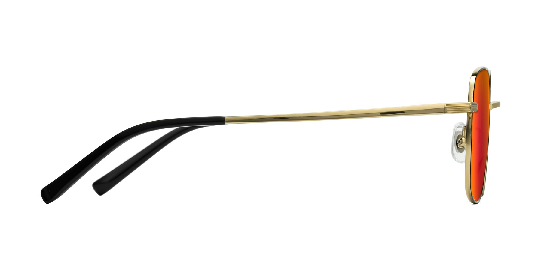 Side of Newman in Black-Gold with Red Gold Mirrored Lenses