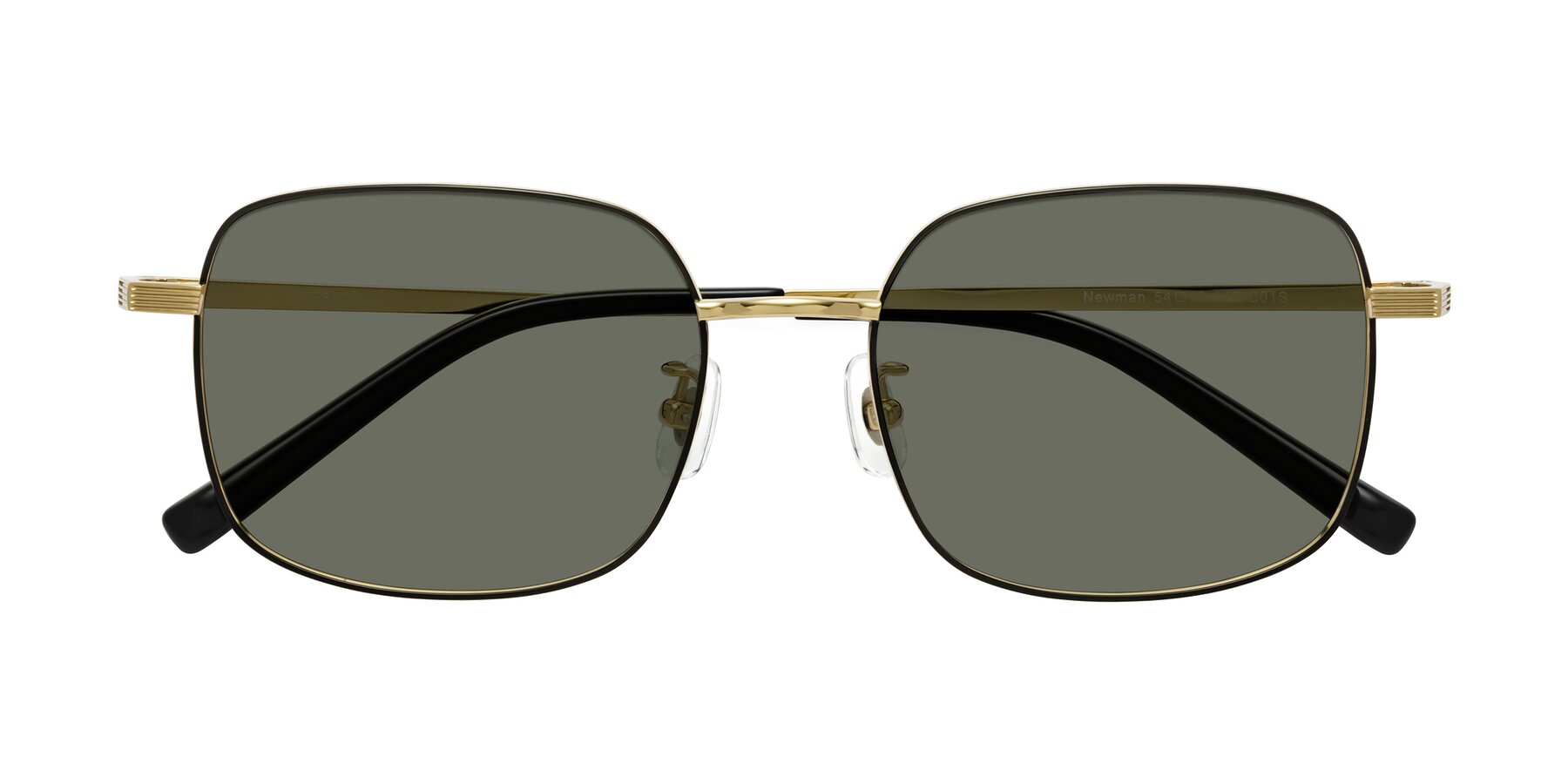 Folded Front of Newman in Black-Gold with Gray Polarized Lenses