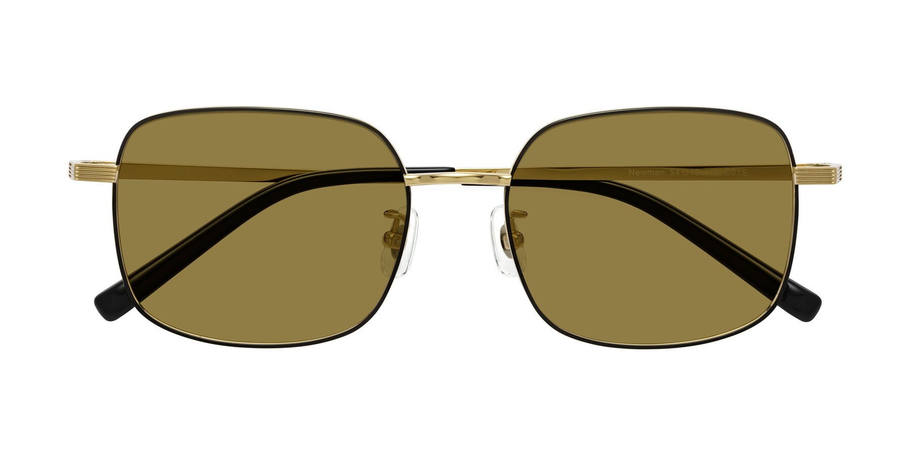 Folded Front of Newman in Black-Gold with Brown Polarized Lenses