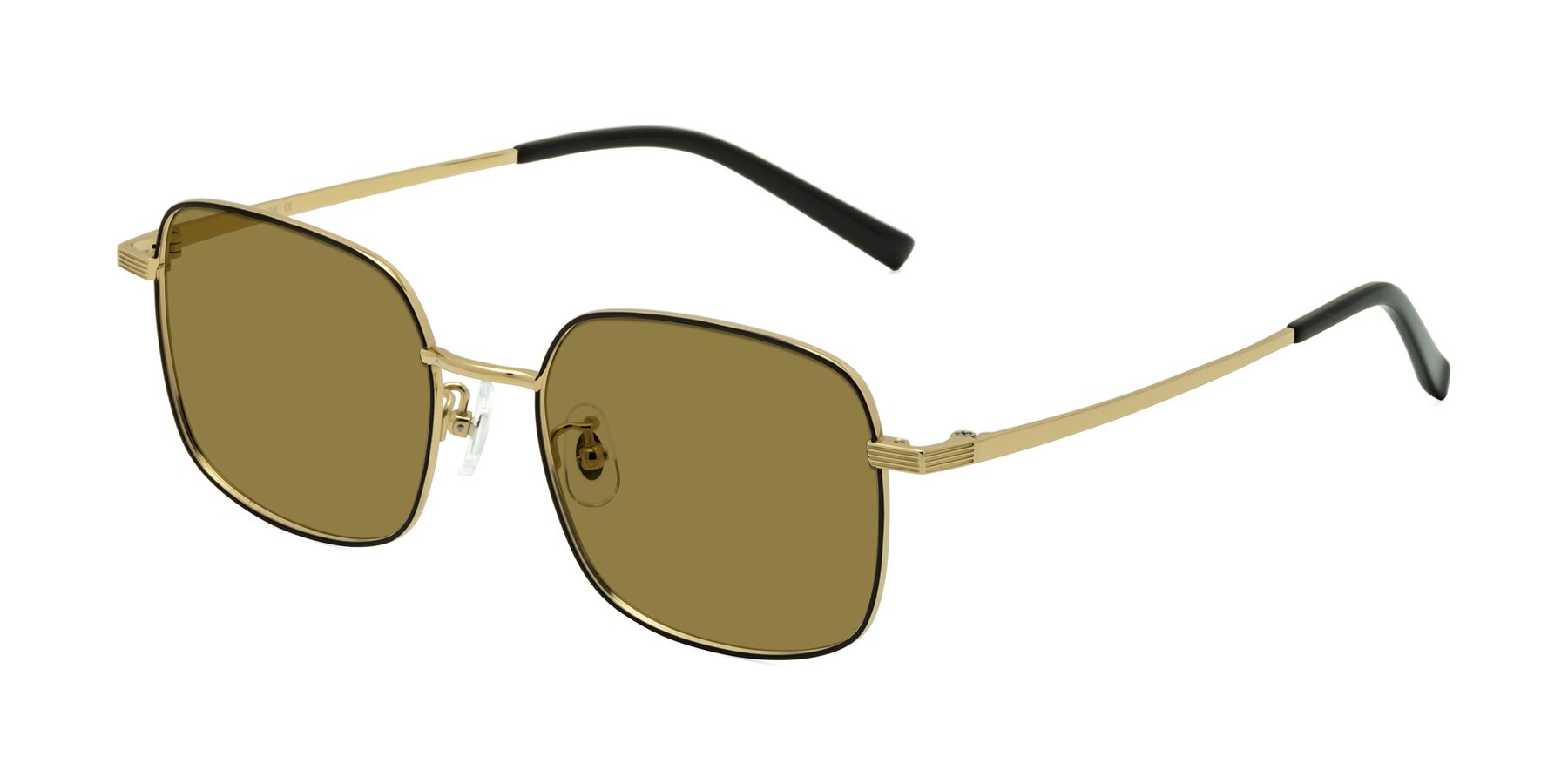 Angle of Newman in Black-Gold with Brown Polarized Lenses