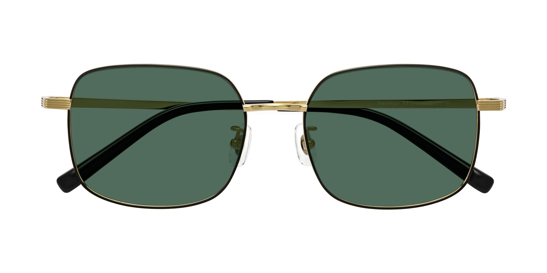 Folded Front of Newman in Black-Gold with Green Polarized Lenses