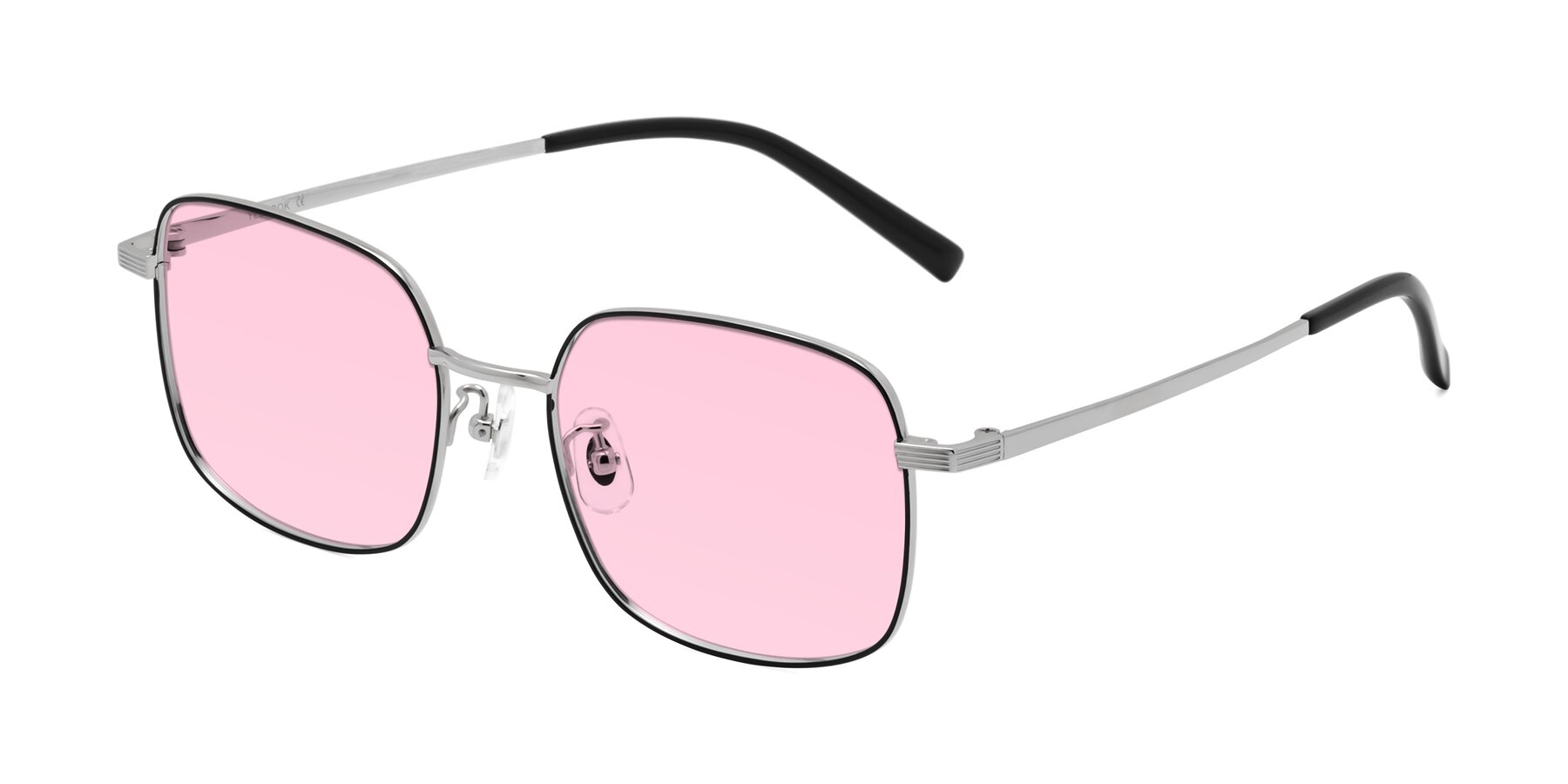 Angle of Newman in Black-Silver with Light Pink Tinted Lenses