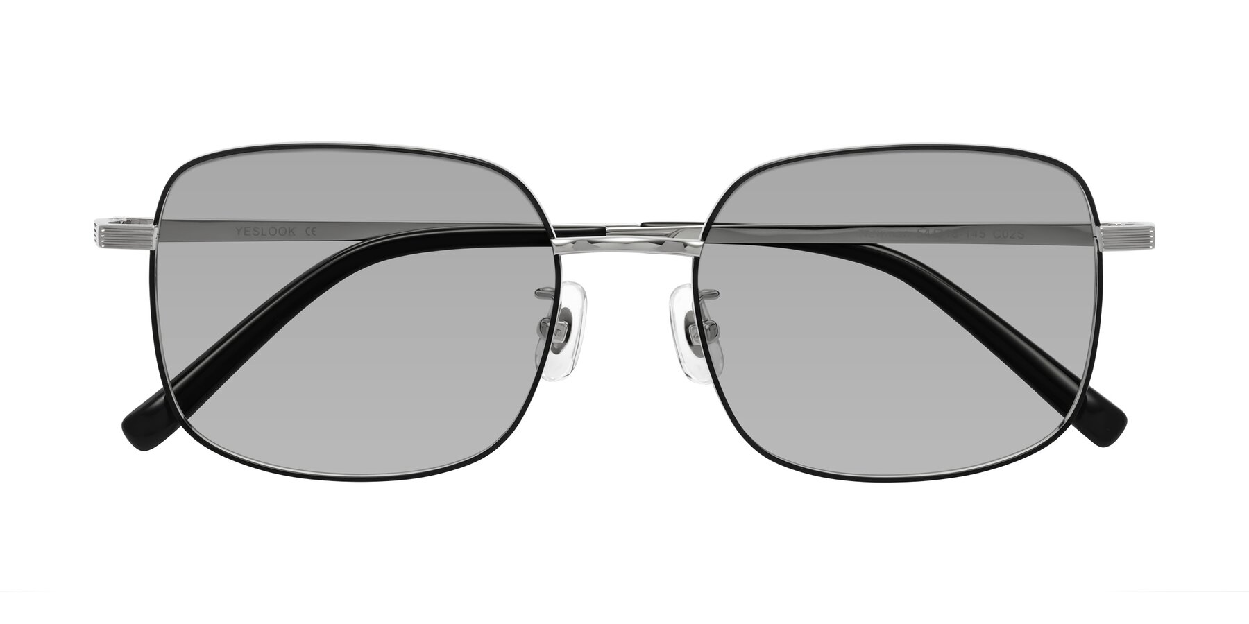 Folded Front of Newman in Black-Silver with Light Gray Tinted Lenses