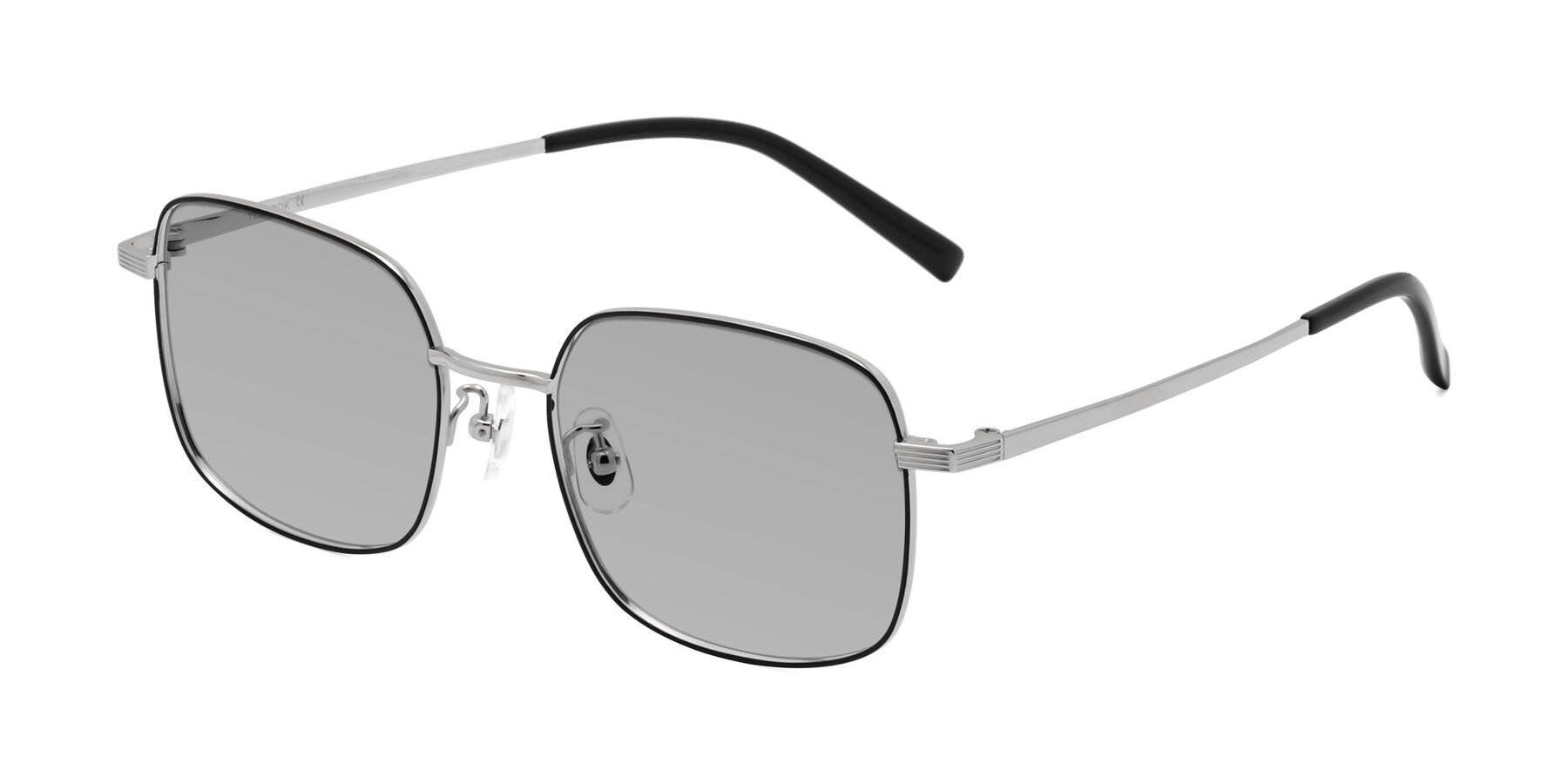 Angle of Newman in Black-Silver with Light Gray Tinted Lenses