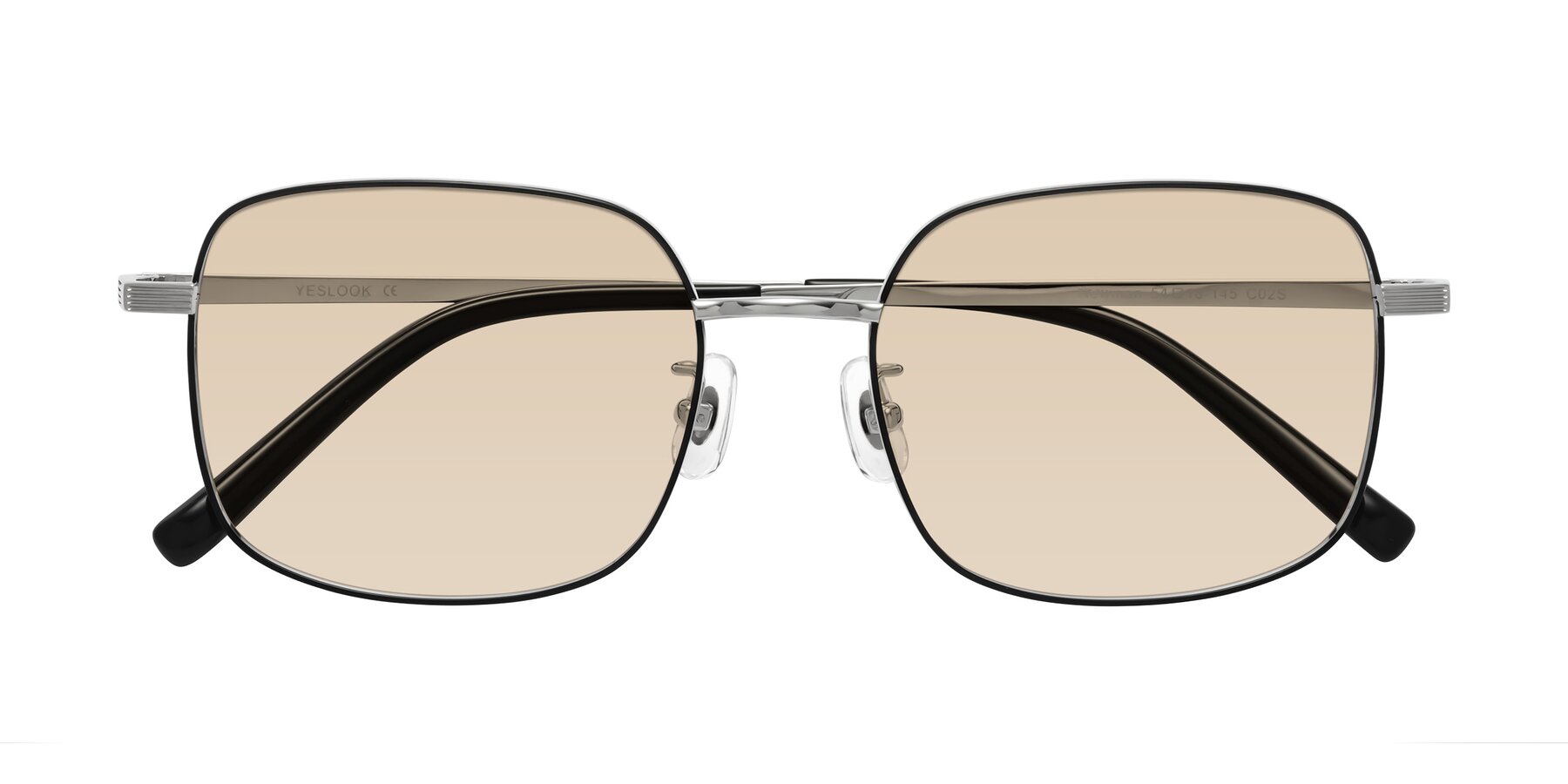 Folded Front of Newman in Black-Silver with Light Brown Tinted Lenses