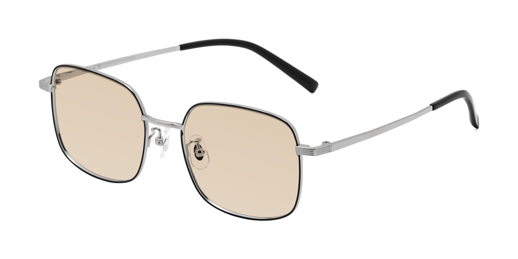 Angle of Newman in Black-Silver with Light Brown Tinted Lenses