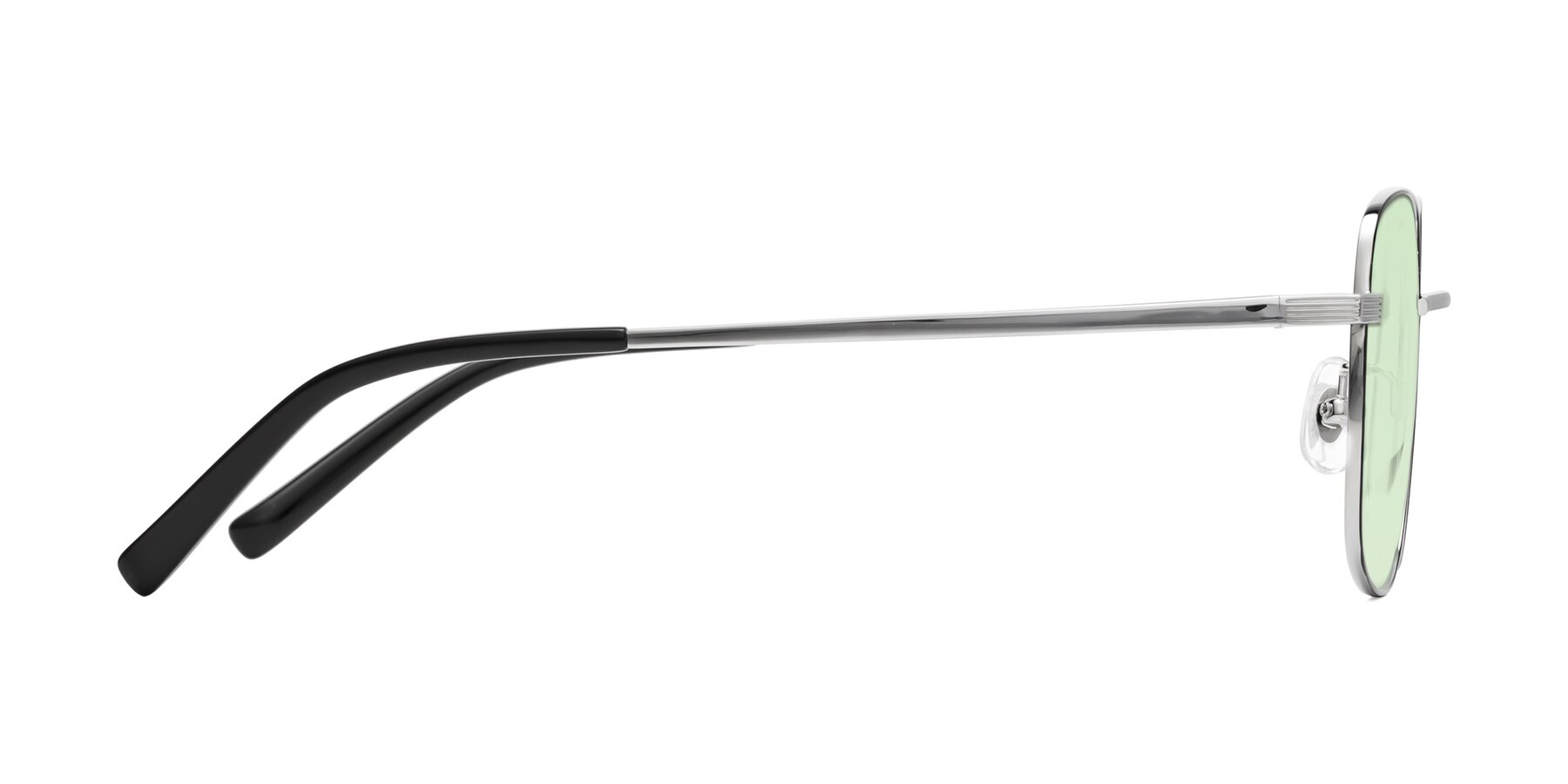 Side of Newman in Black-Silver with Light Green Tinted Lenses