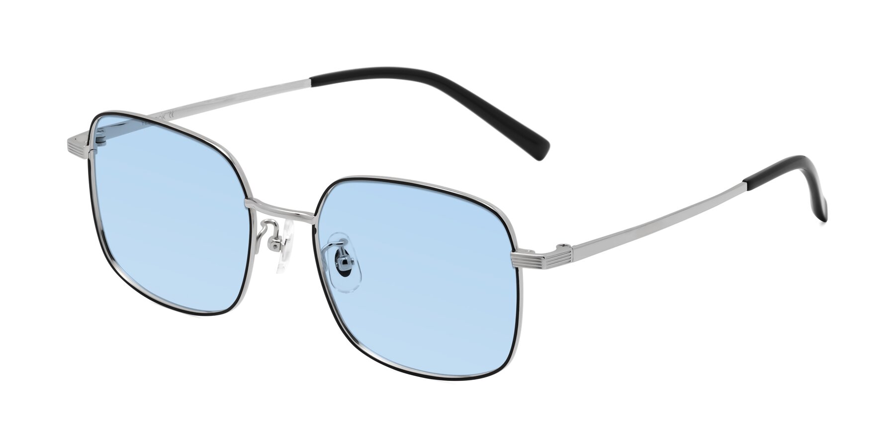 Angle of Newman in Black-Silver with Light Blue Tinted Lenses
