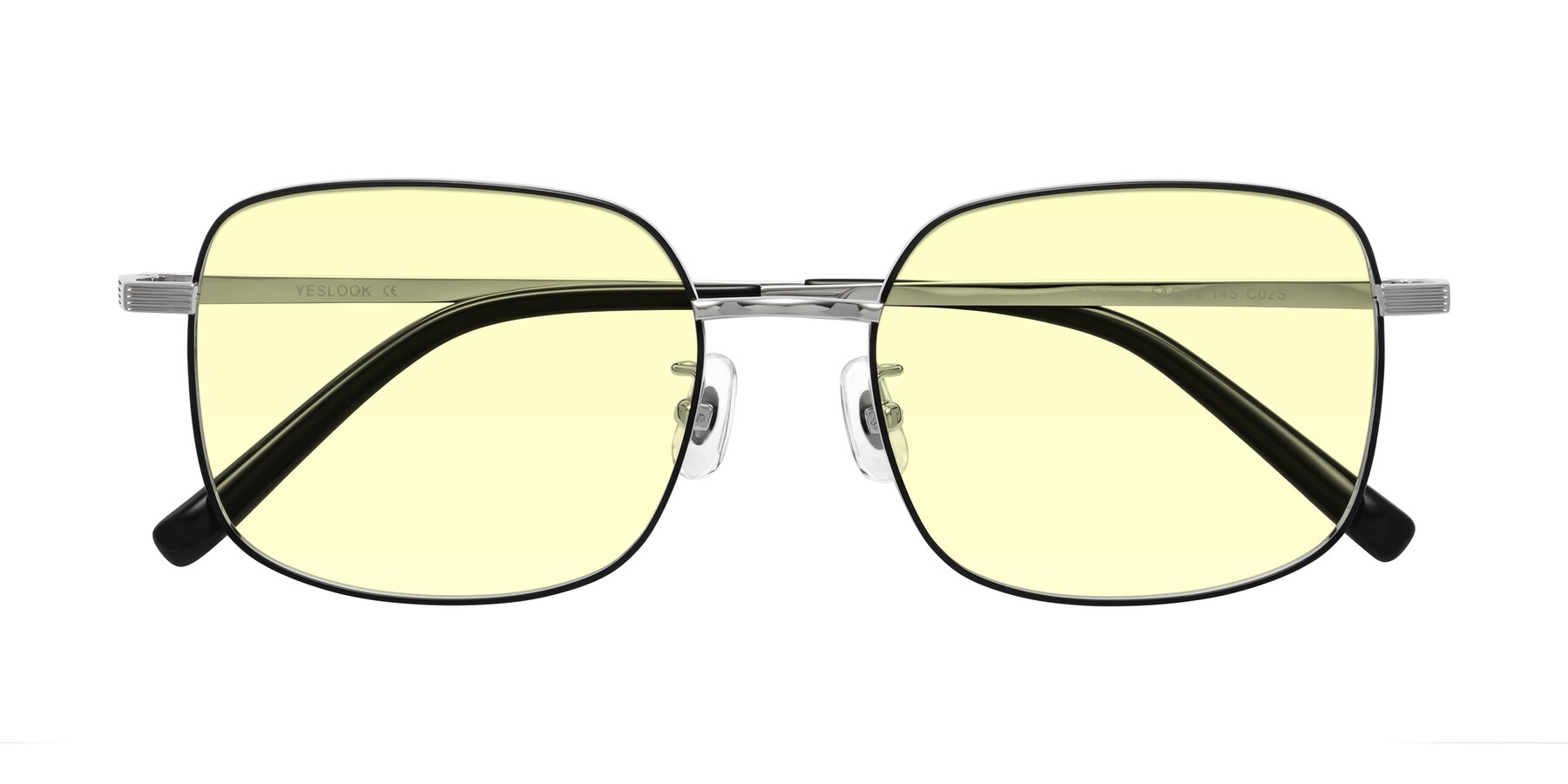 Folded Front of Newman in Black/Silver with Light Yellow Tinted Lenses