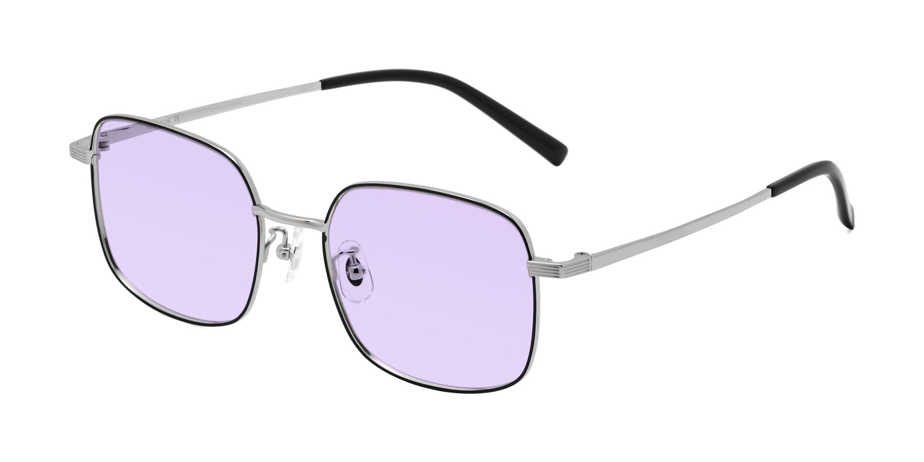 Angle of Newman in Black-Silver with Light Purple Tinted Lenses