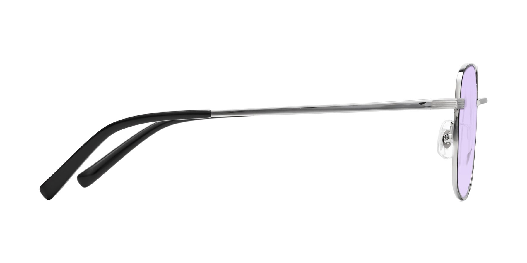 Side of Newman in Black-Silver with Light Purple Tinted Lenses