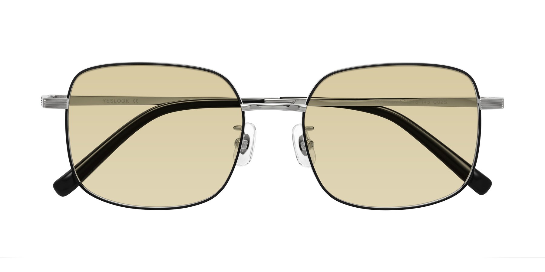 Folded Front of Newman in Black-Silver with Light Champagne Tinted Lenses