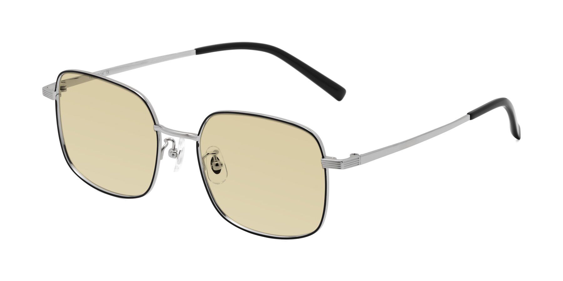 Angle of Newman in Black-Silver with Light Champagne Tinted Lenses
