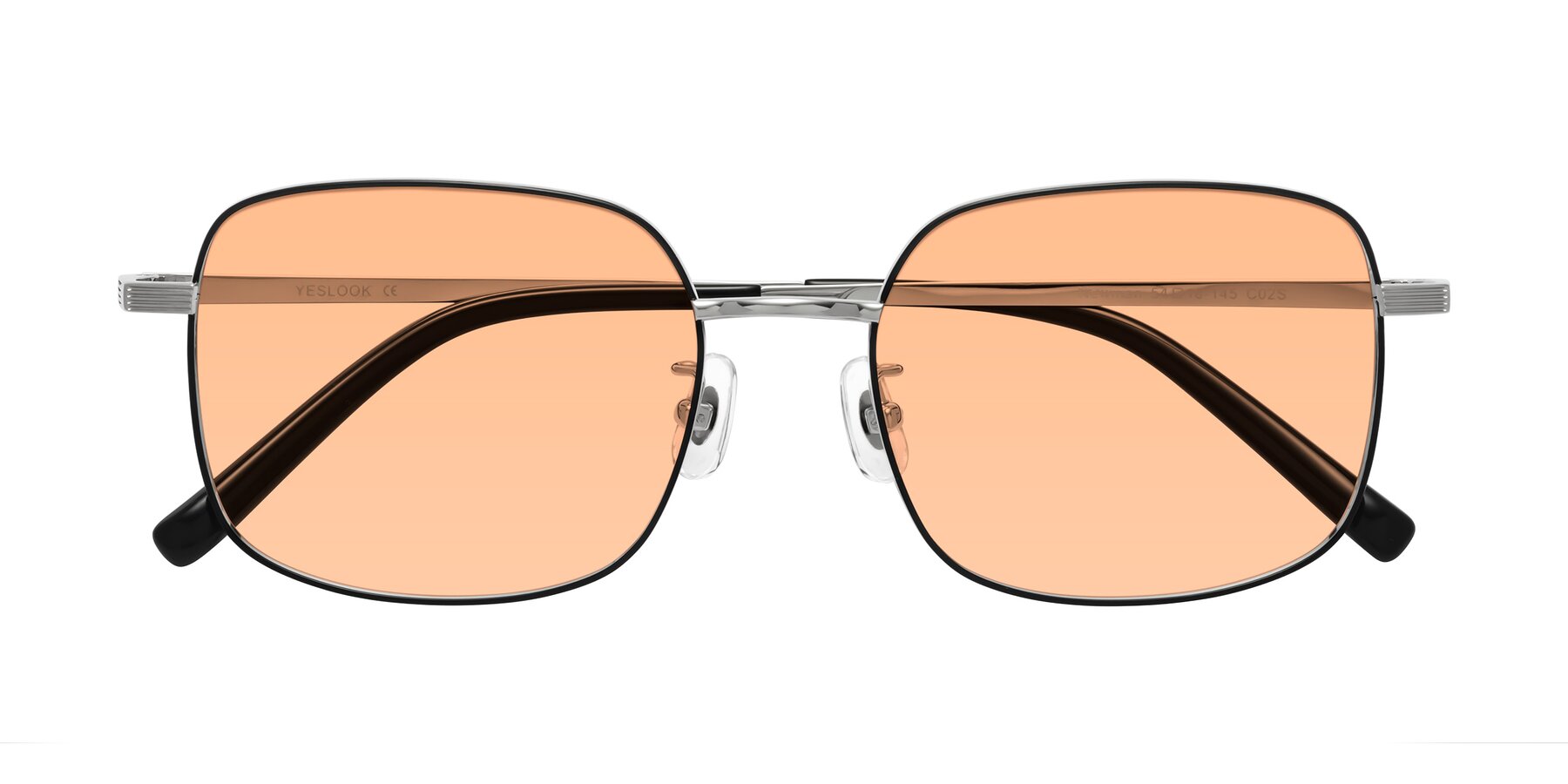 Folded Front of Newman in Black-Silver with Light Orange Tinted Lenses