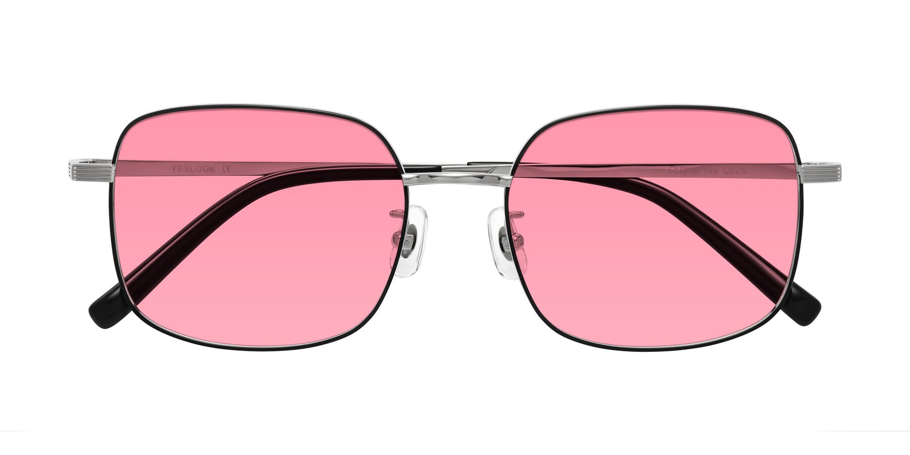 Folded Front of Newman in Black-Silver with Pink Tinted Lenses