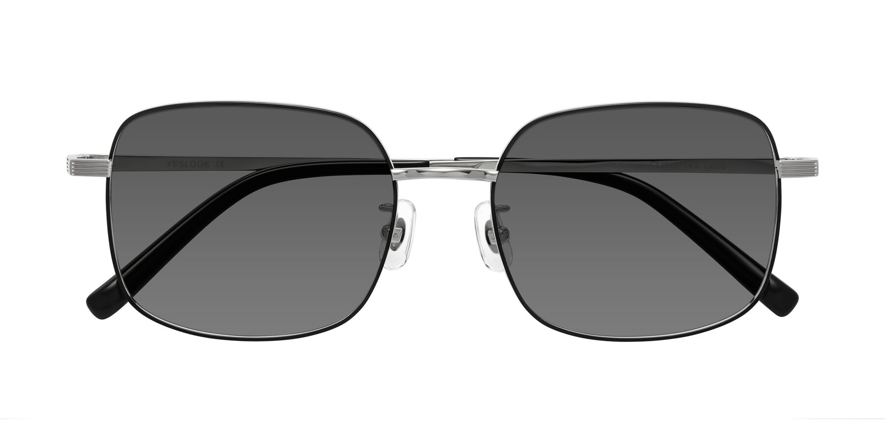 Folded Front of Newman in Black-Silver with Medium Gray Tinted Lenses