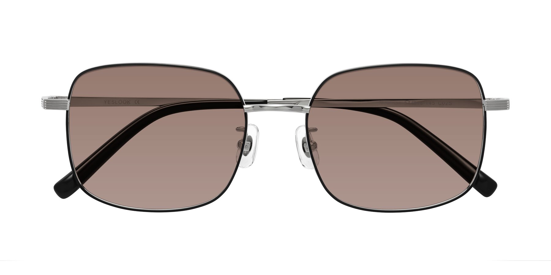 Folded Front of Newman in Black-Silver with Medium Brown Tinted Lenses