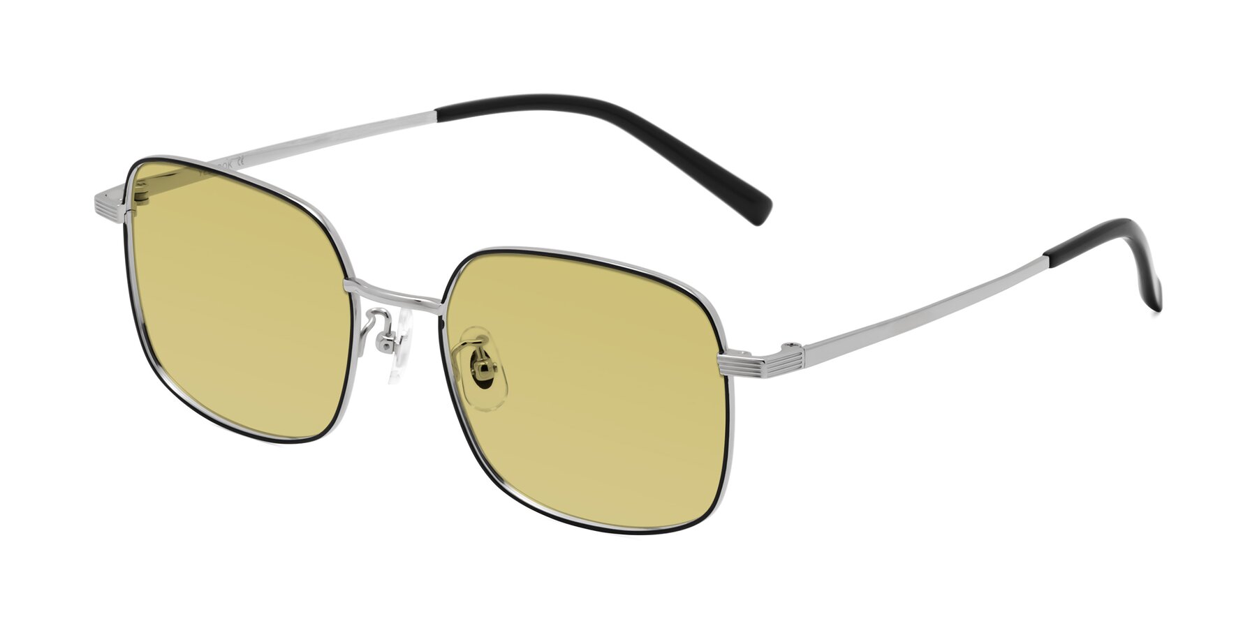 Angle of Newman in Black-Silver with Medium Champagne Tinted Lenses