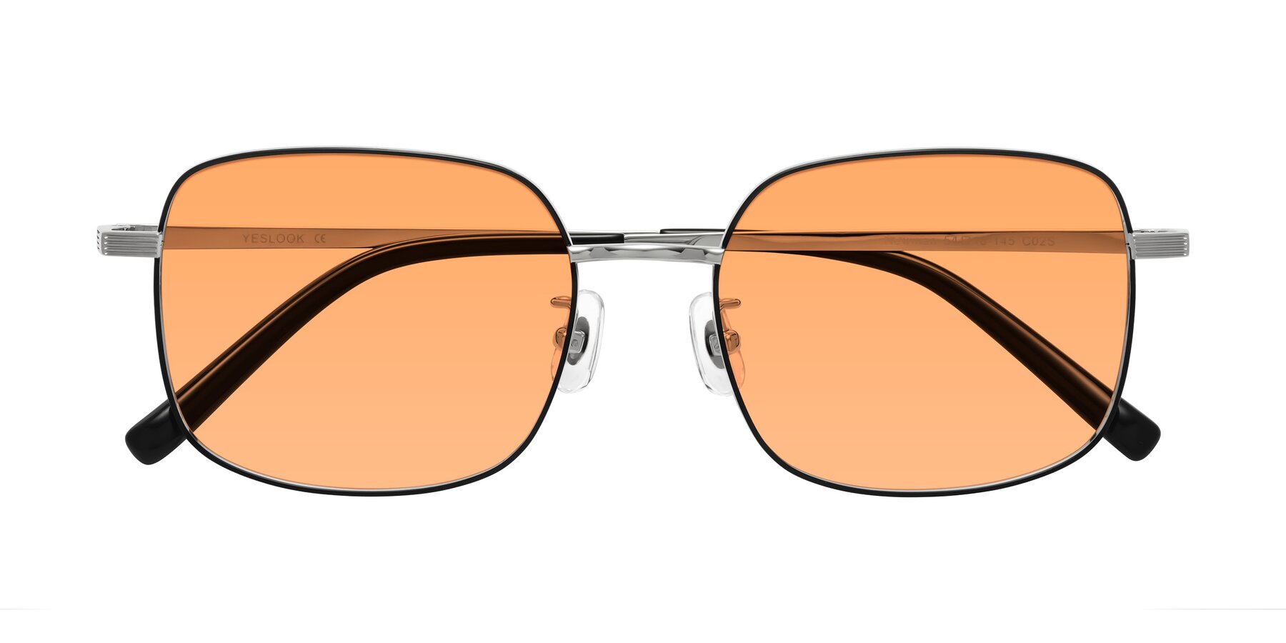 Folded Front of Newman in Black-Silver with Medium Orange Tinted Lenses