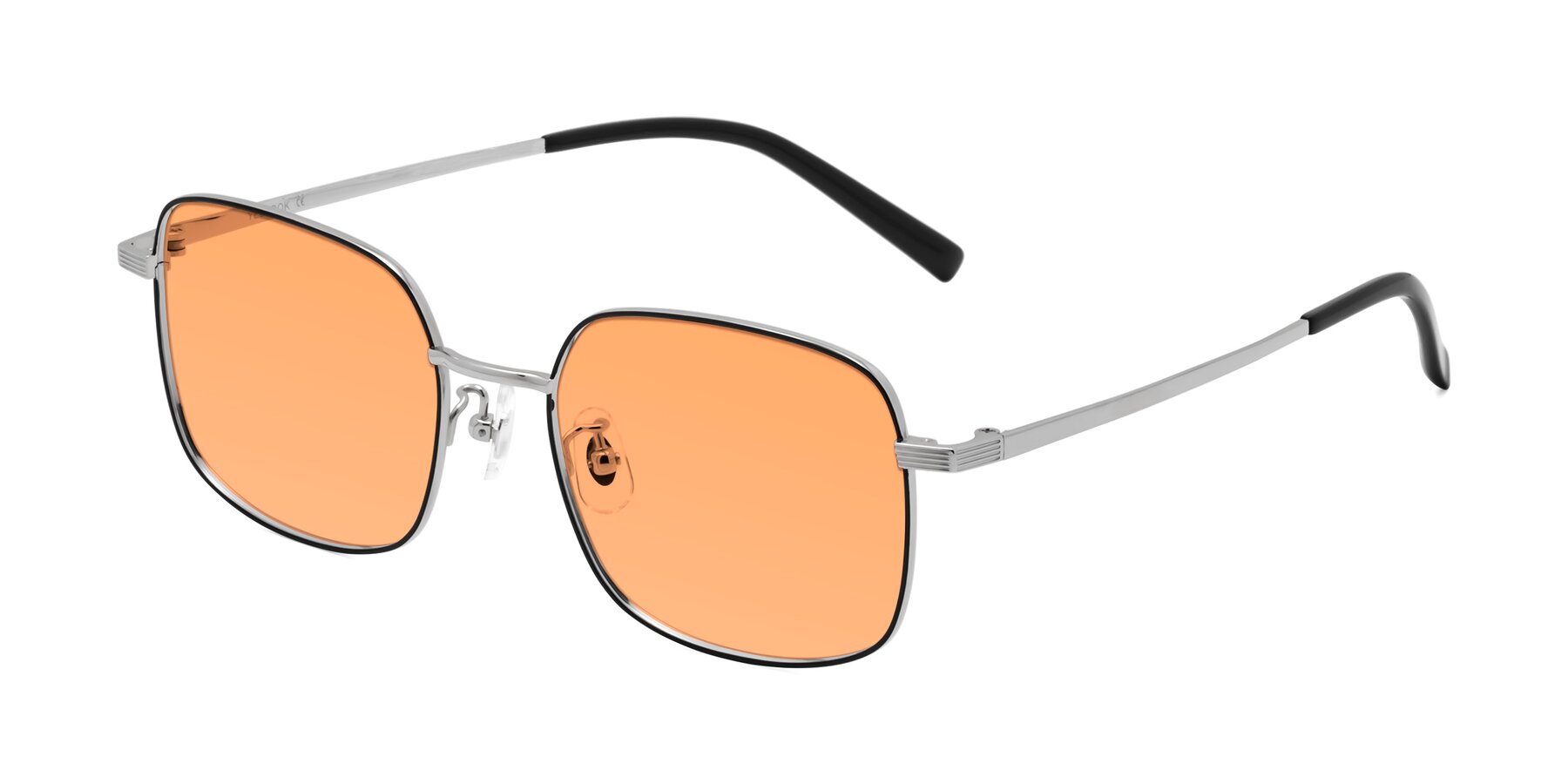 Angle of Newman in Black-Silver with Medium Orange Tinted Lenses