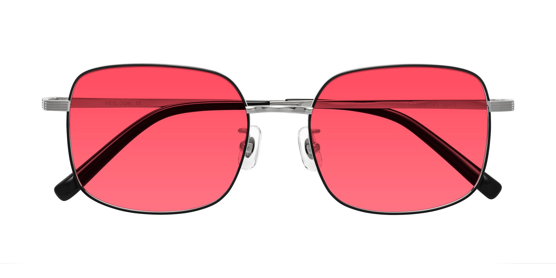 Folded Front of Newman in Black-Silver with Red Tinted Lenses