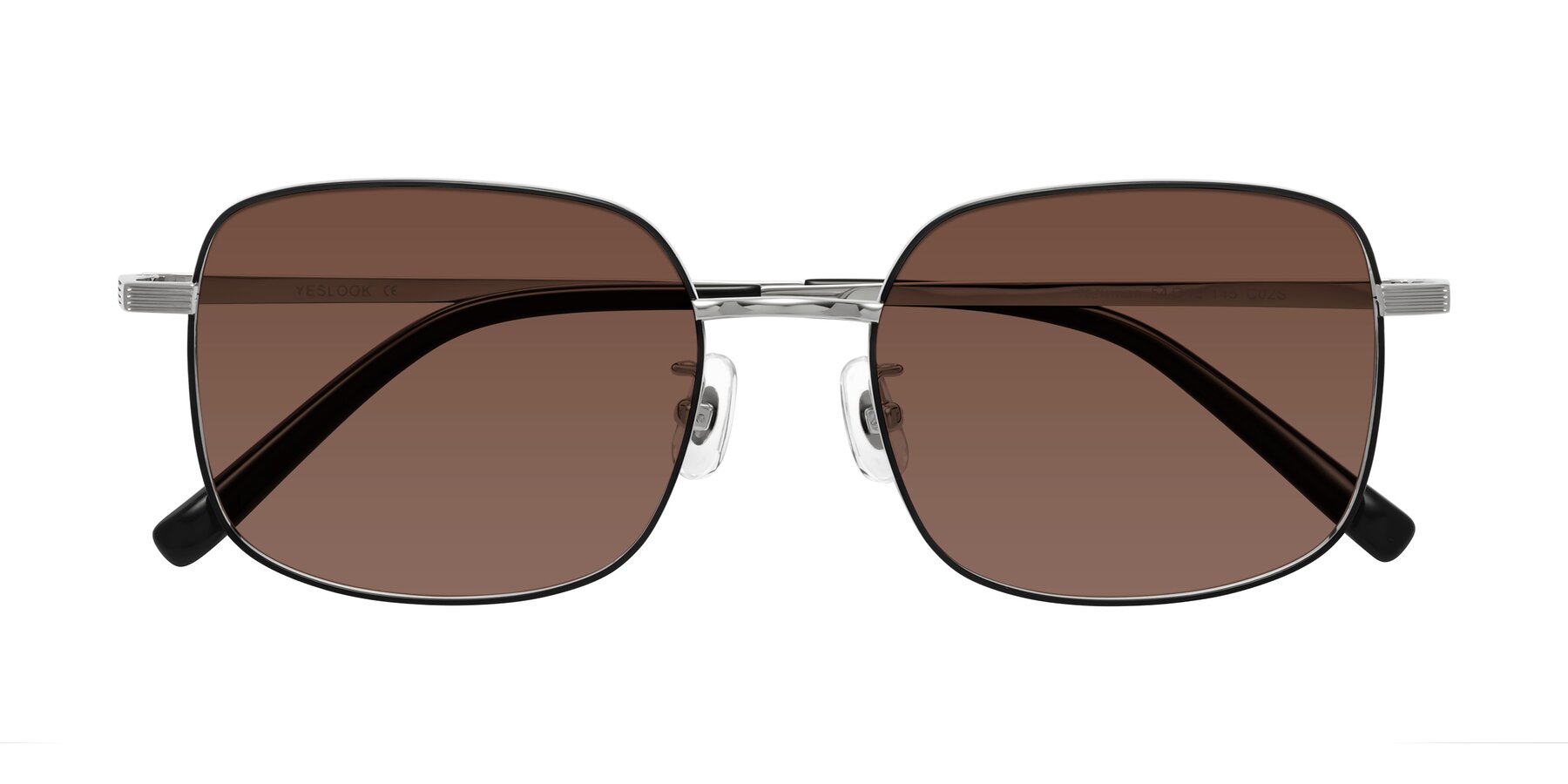 Folded Front of Newman in Black-Silver with Brown Tinted Lenses