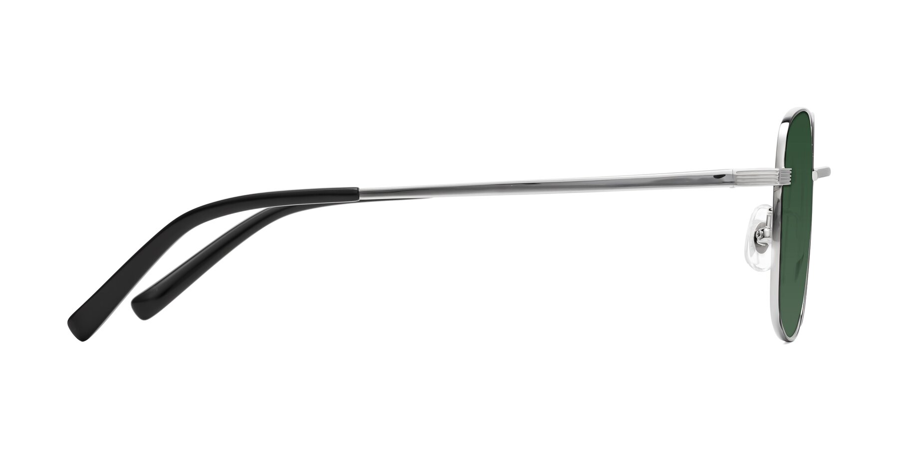 Side of Newman in Black-Silver with Green Tinted Lenses