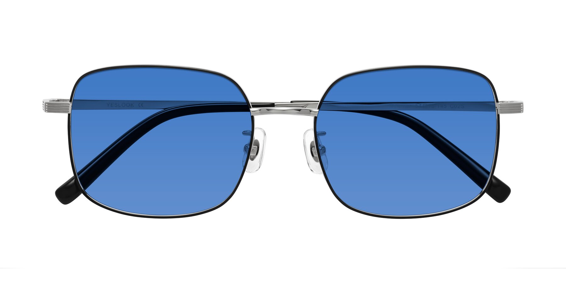 Folded Front of Newman in Black-Silver with Blue Tinted Lenses