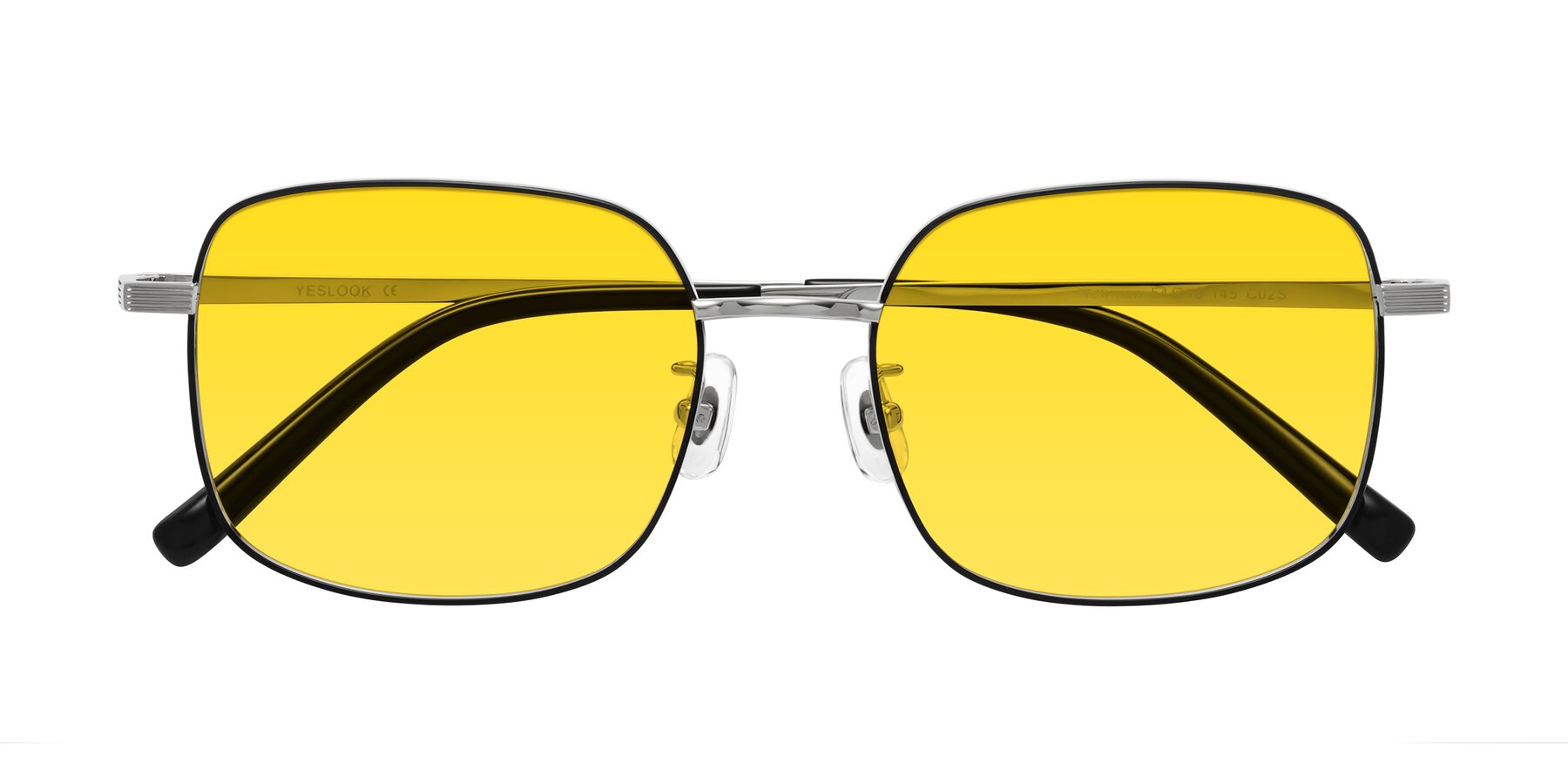 Folded Front of Newman in Black-Silver with Yellow Tinted Lenses
