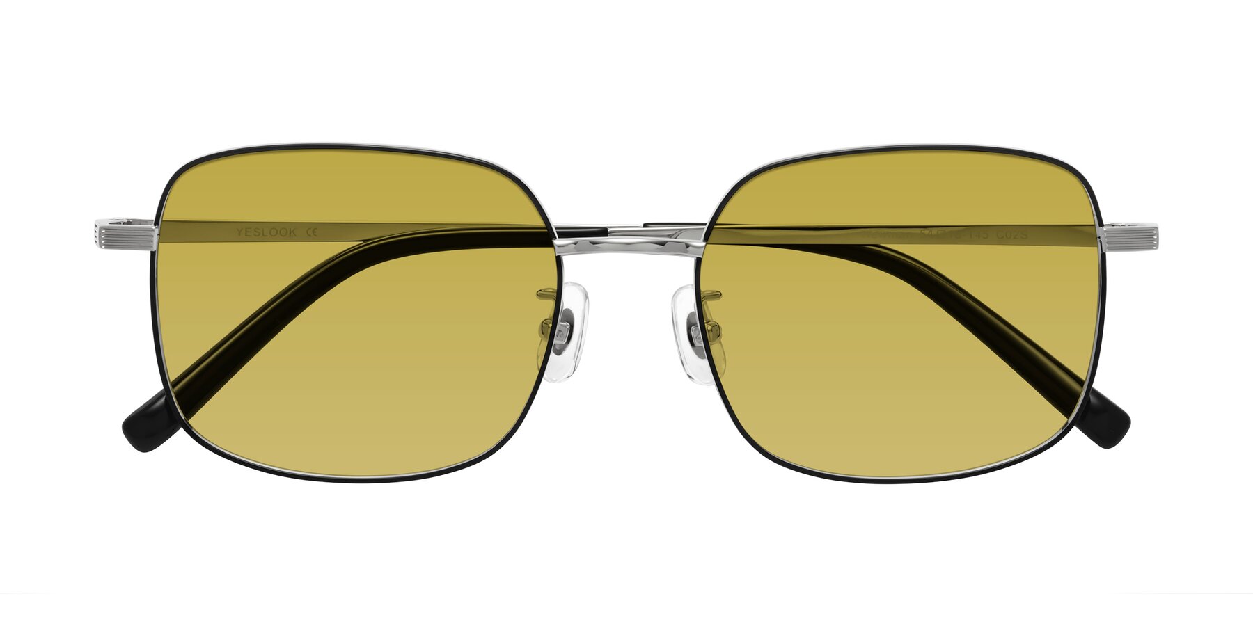 Folded Front of Newman in Black-Silver with Champagne Tinted Lenses