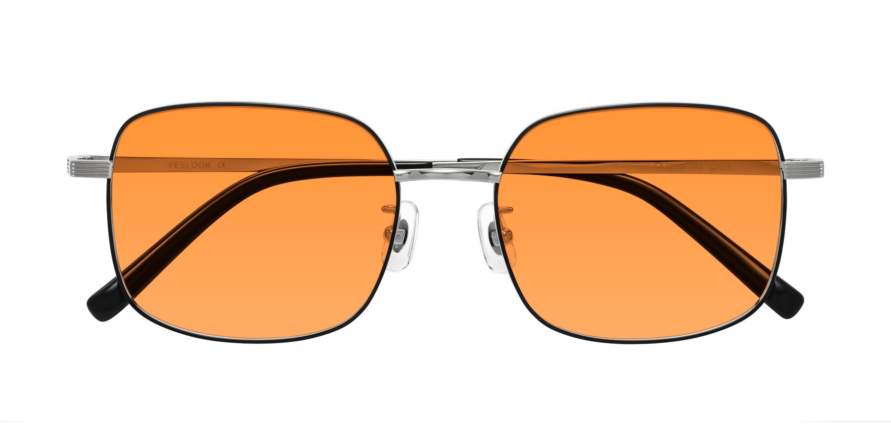 Folded Front of Newman in Black-Silver with Orange Tinted Lenses