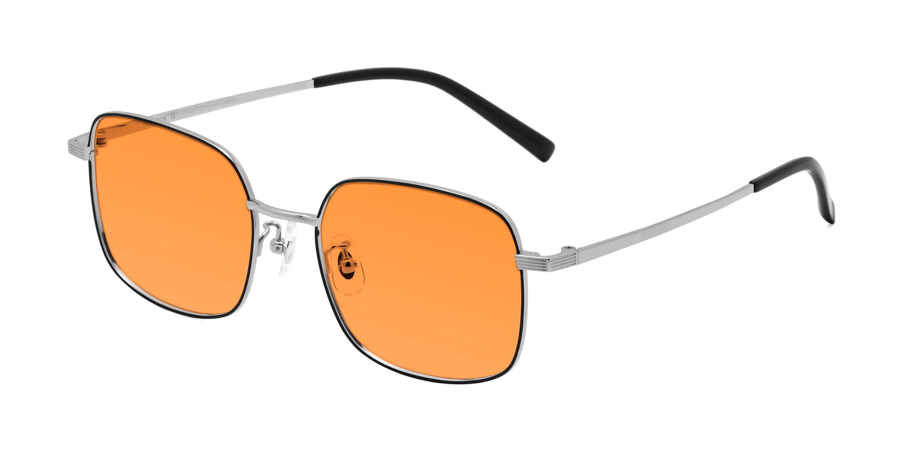 Angle of Newman in Black-Silver with Orange Tinted Lenses