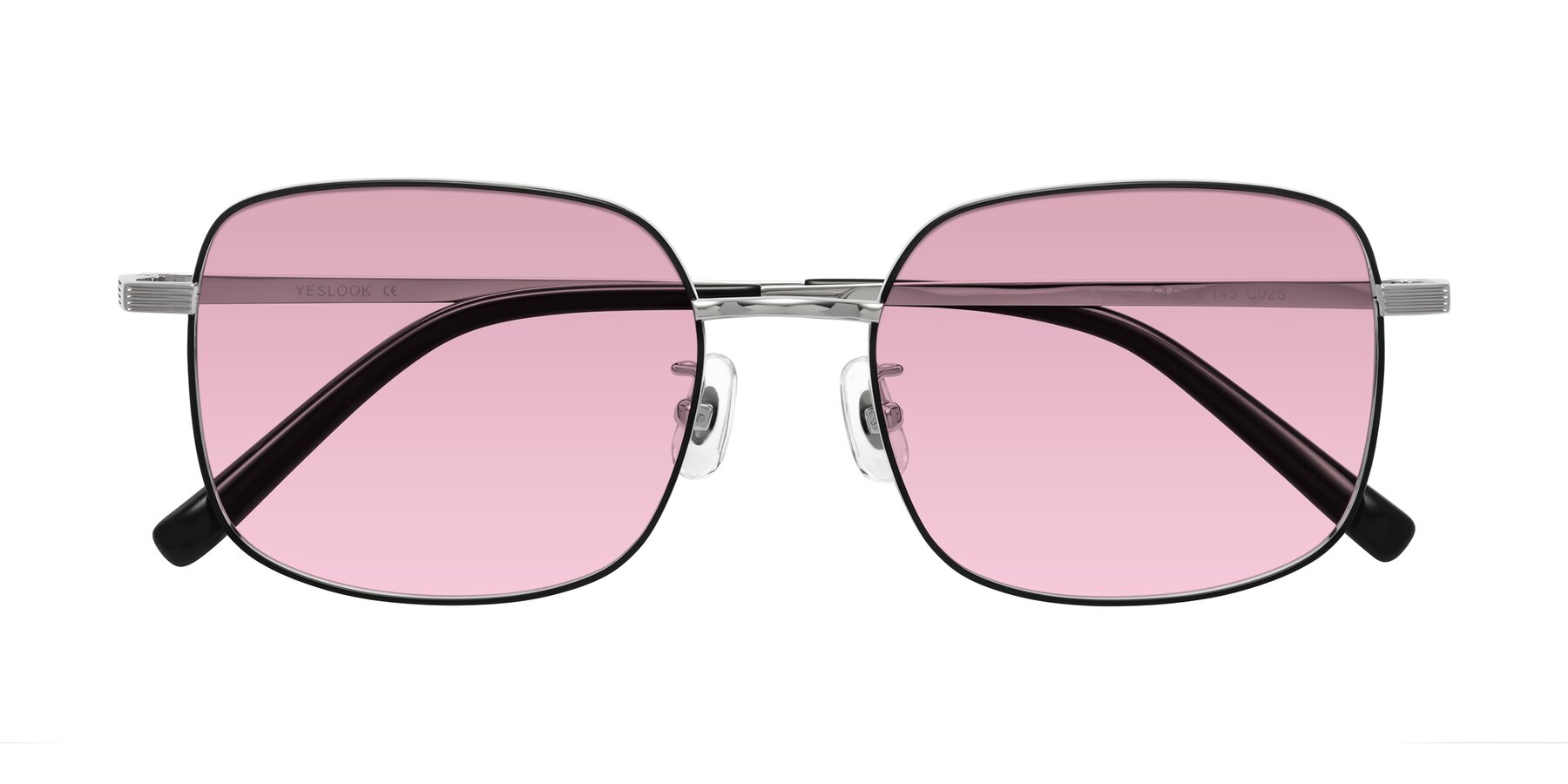Folded Front of Newman in Black-Silver with Light Wine Tinted Lenses