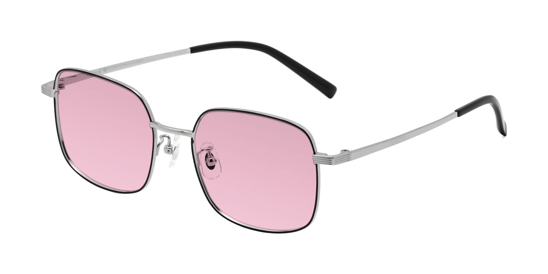 Angle of Newman in Black-Silver with Light Wine Tinted Lenses
