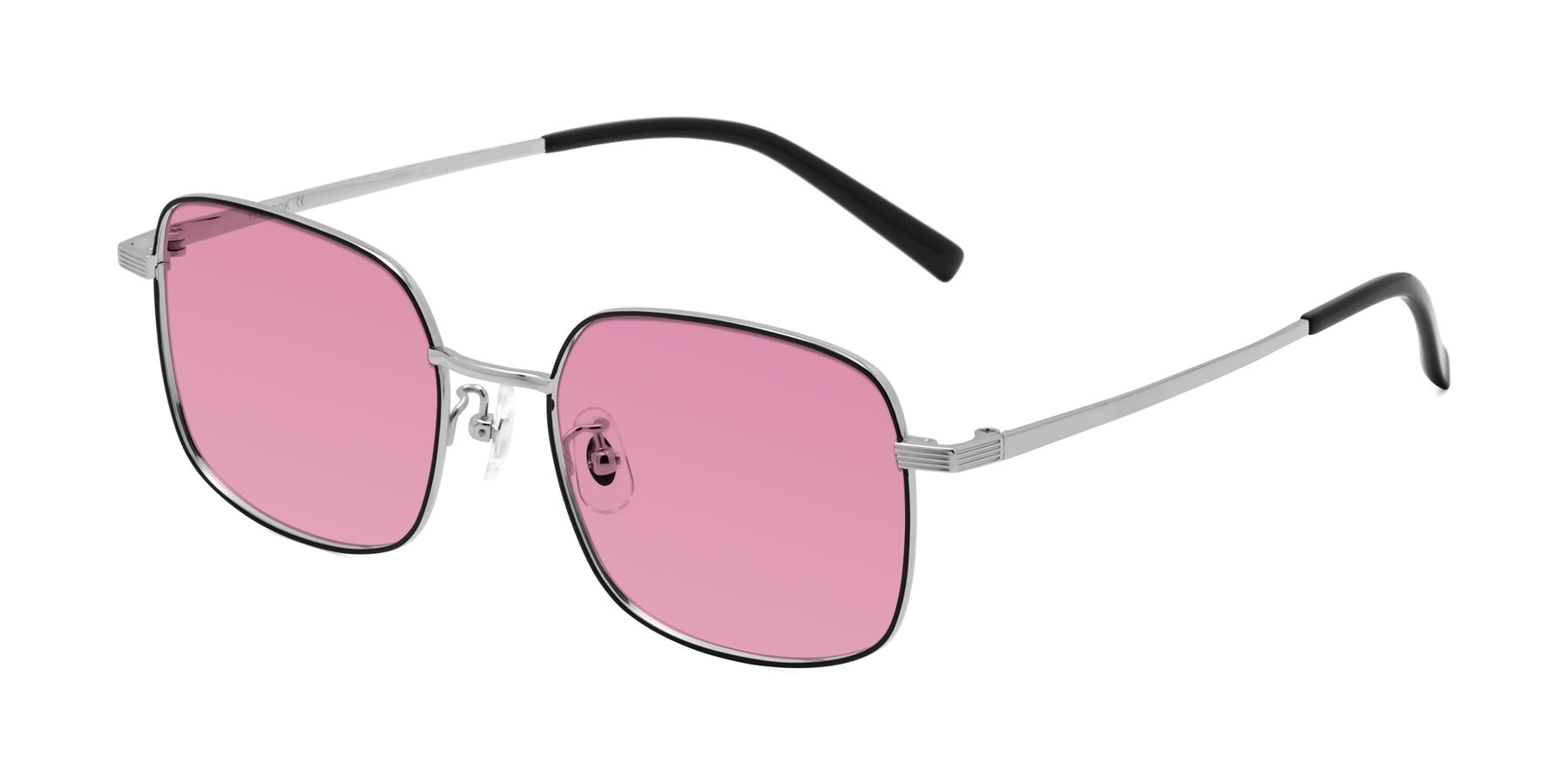 Angle of Newman in Black-Silver with Medium Wine Tinted Lenses