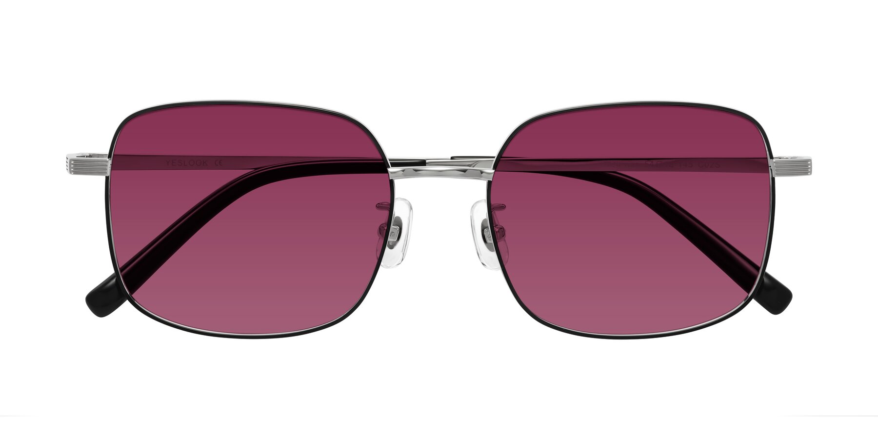 Folded Front of Newman in Black-Silver with Wine Tinted Lenses