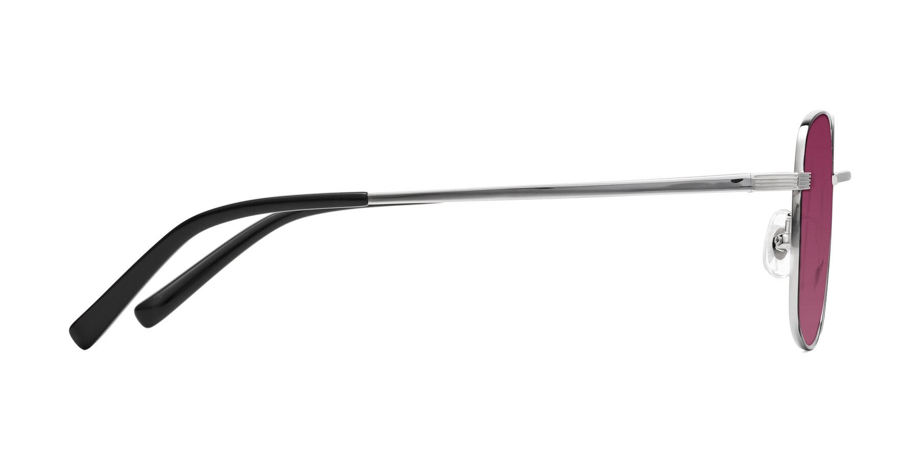 Side of Newman in Black-Silver with Wine Tinted Lenses