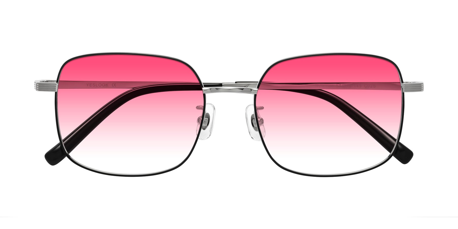 Folded Front of Newman in Black-Silver with Pink Gradient Lenses