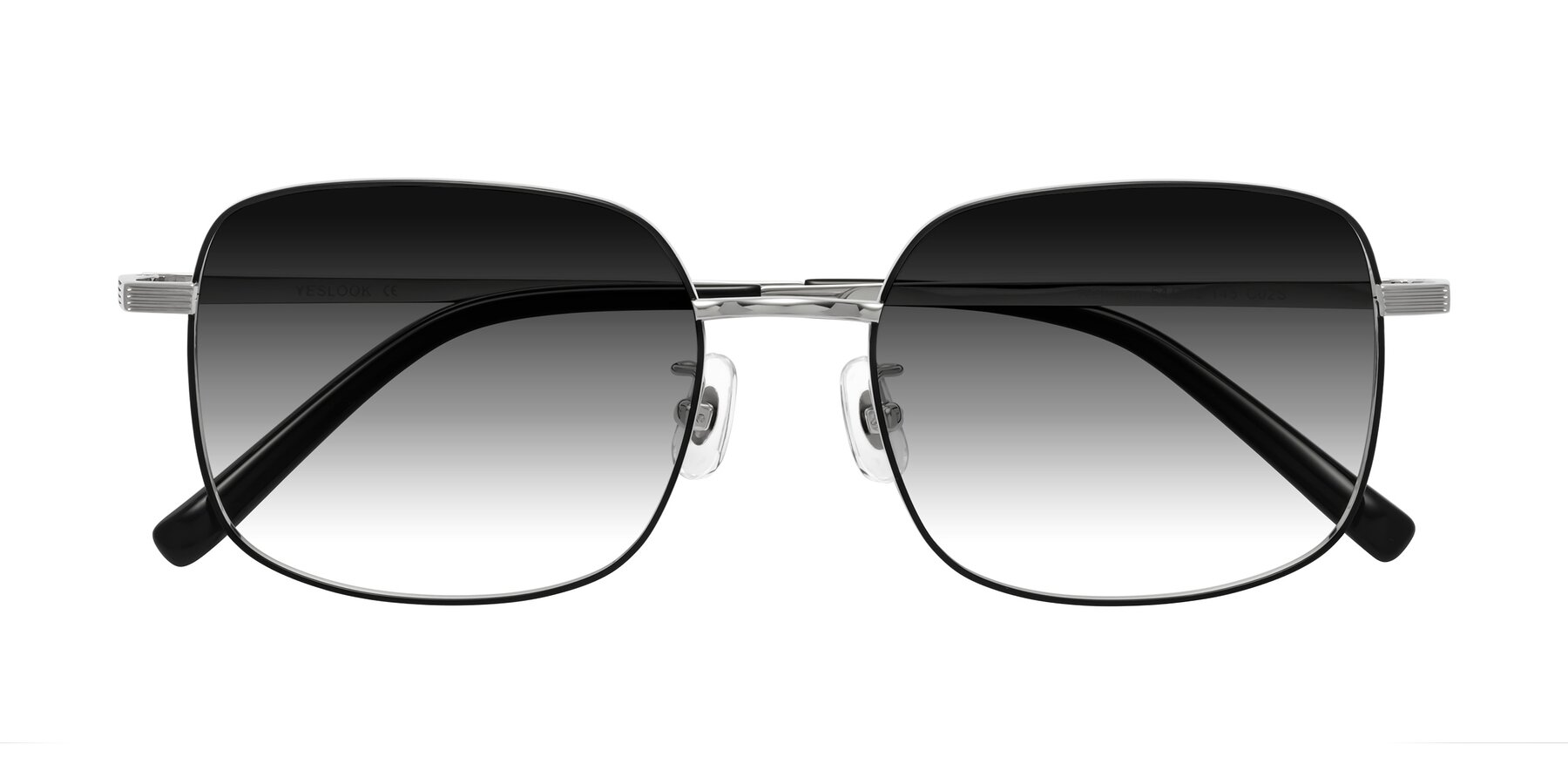 Folded Front of Newman in Black-Silver with Gray Gradient Lenses
