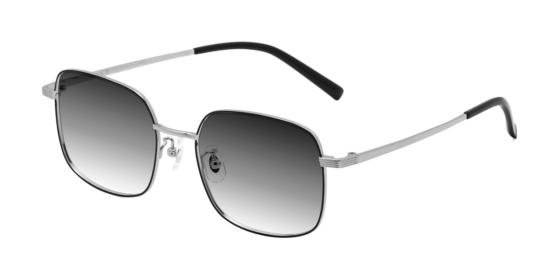Angle of Newman in Black-Silver with Gray Gradient Lenses