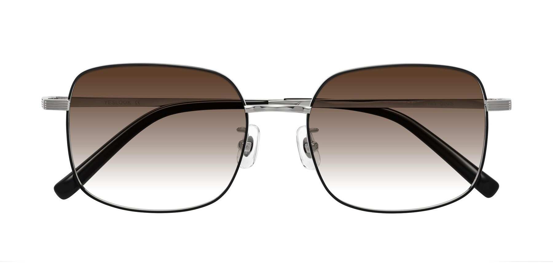Folded Front of Newman in Black-Silver with Brown Gradient Lenses