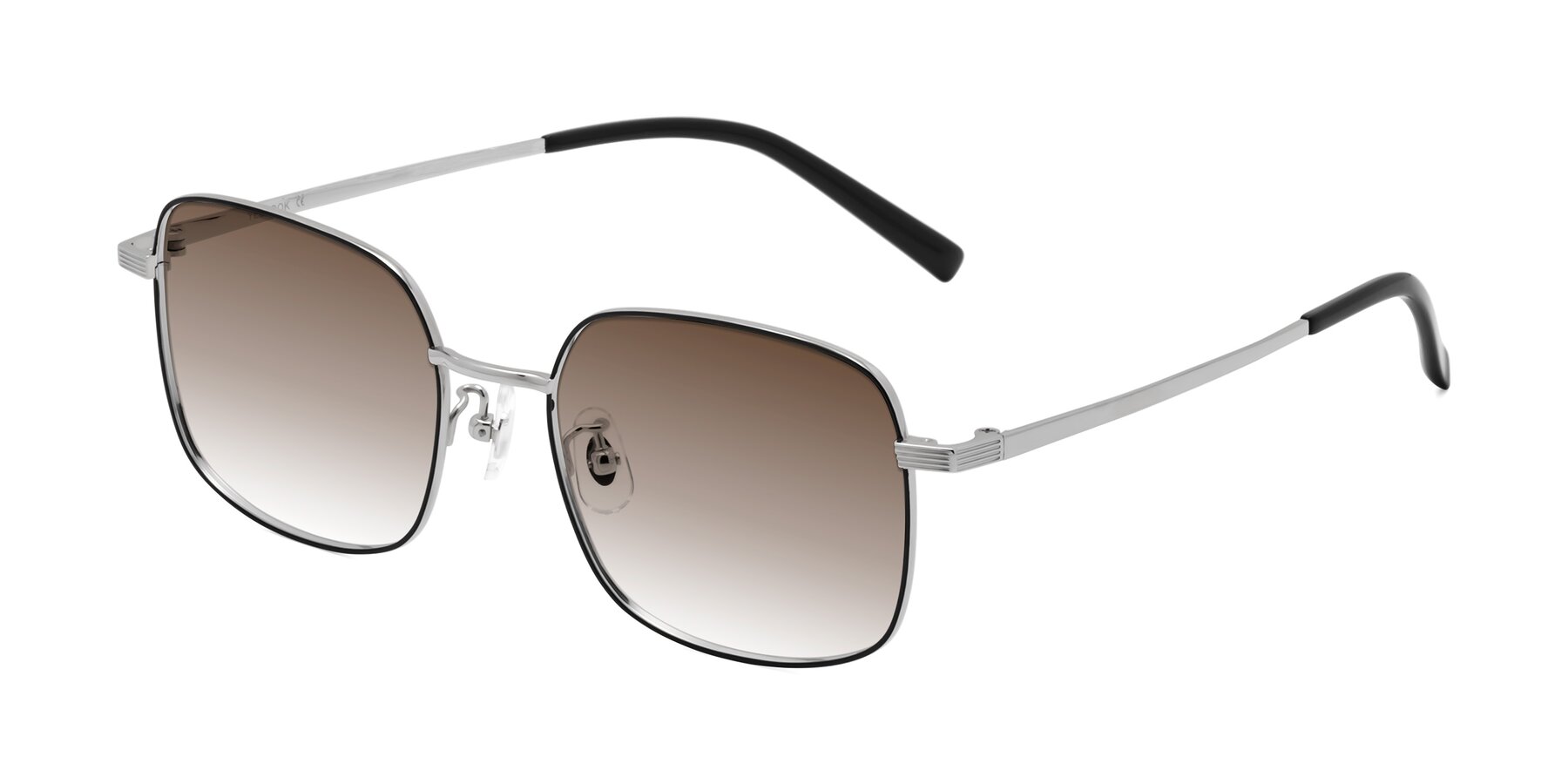 Angle of Newman in Black-Silver with Brown Gradient Lenses