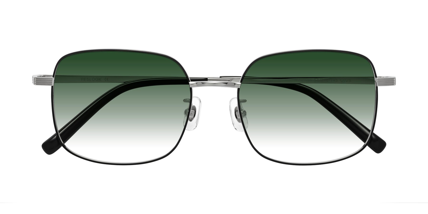 Folded Front of Newman in Black-Silver with Green Gradient Lenses