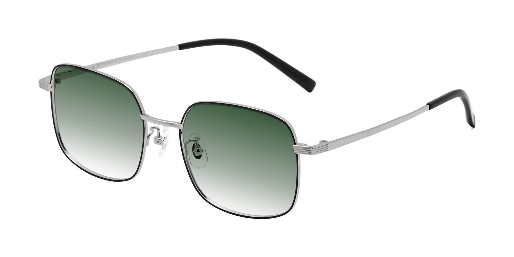 Angle of Newman in Black-Silver with Green Gradient Lenses