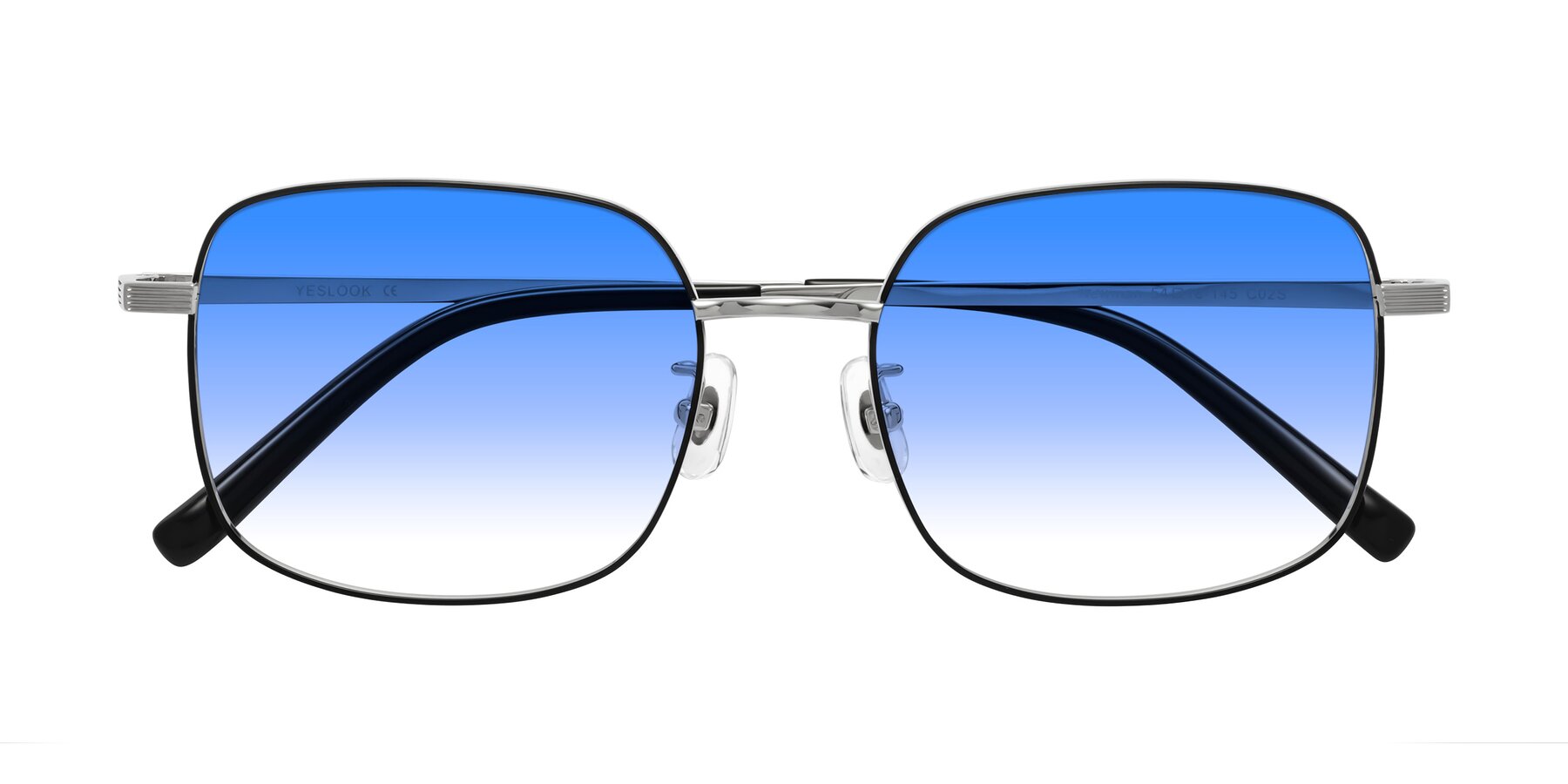 Folded Front of Newman in Black-Silver with Blue Gradient Lenses
