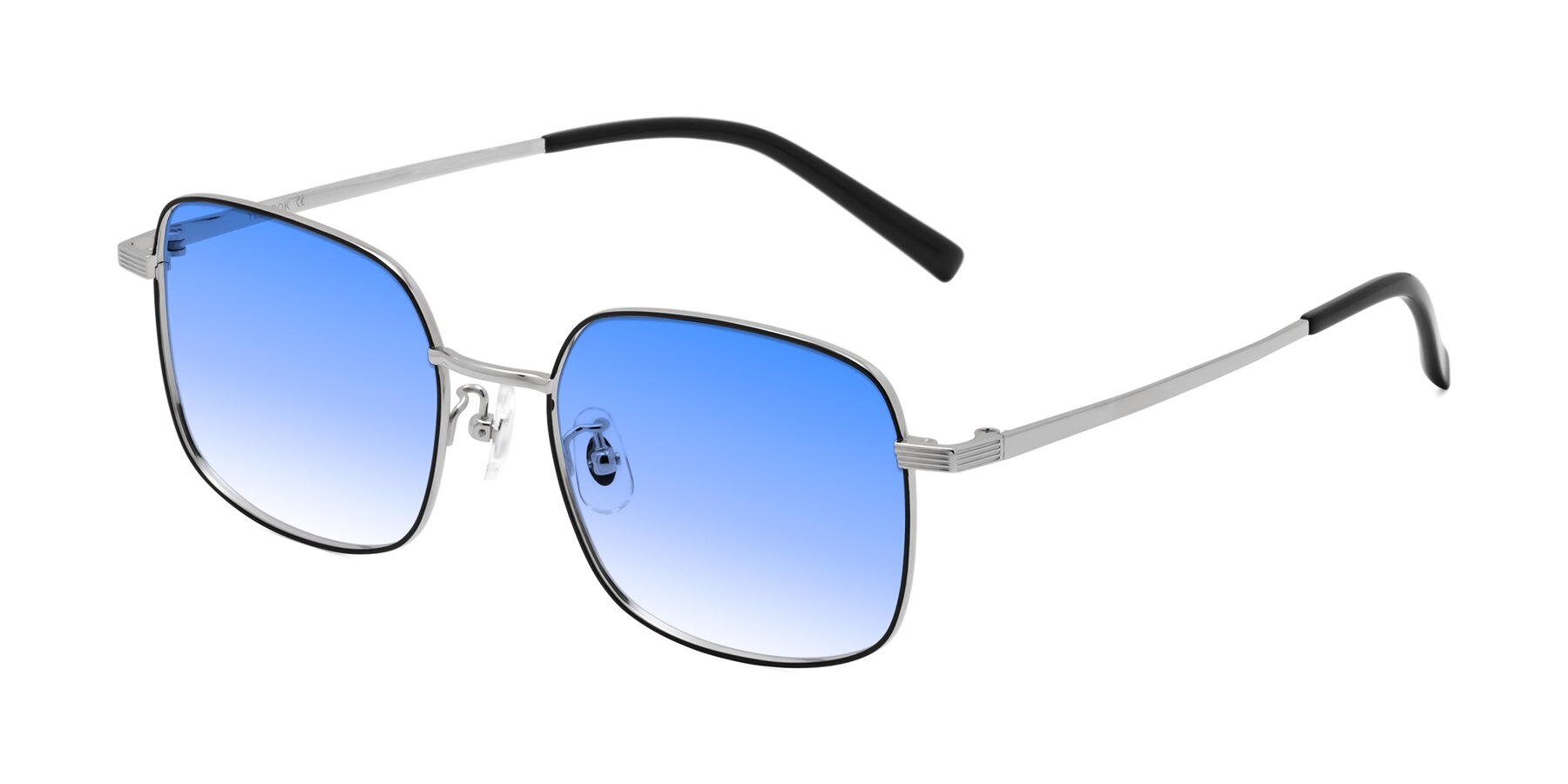 Angle of Newman in Black-Silver with Blue Gradient Lenses