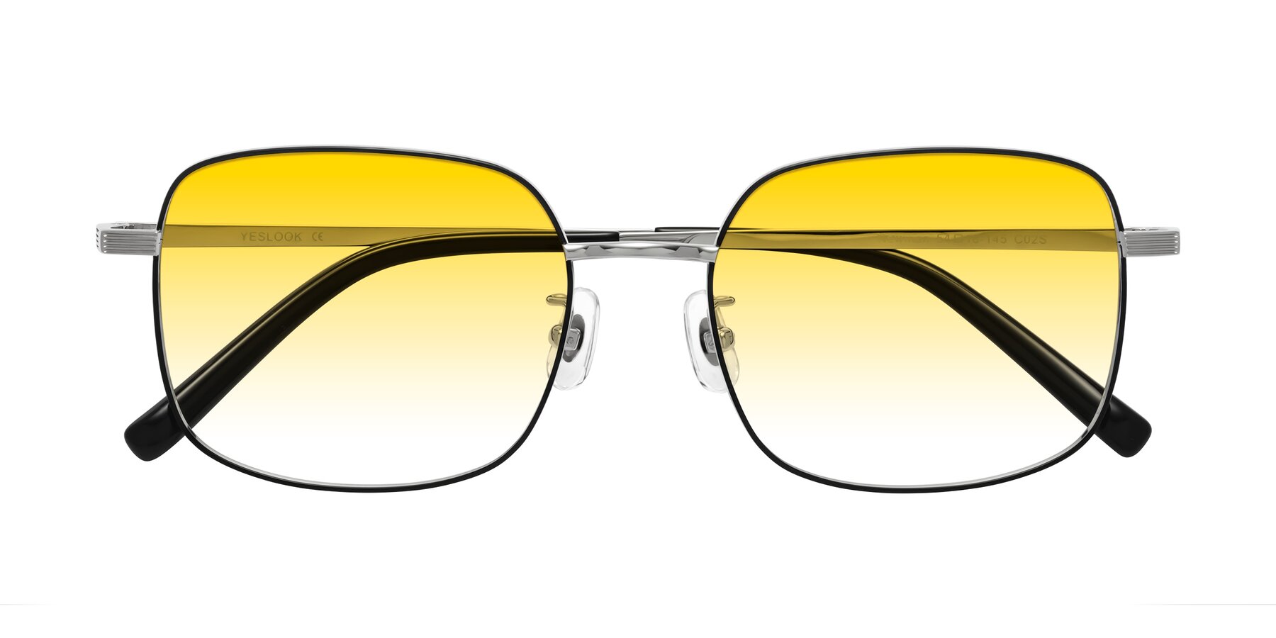 Folded Front of Newman in Black-Silver with Yellow Gradient Lenses