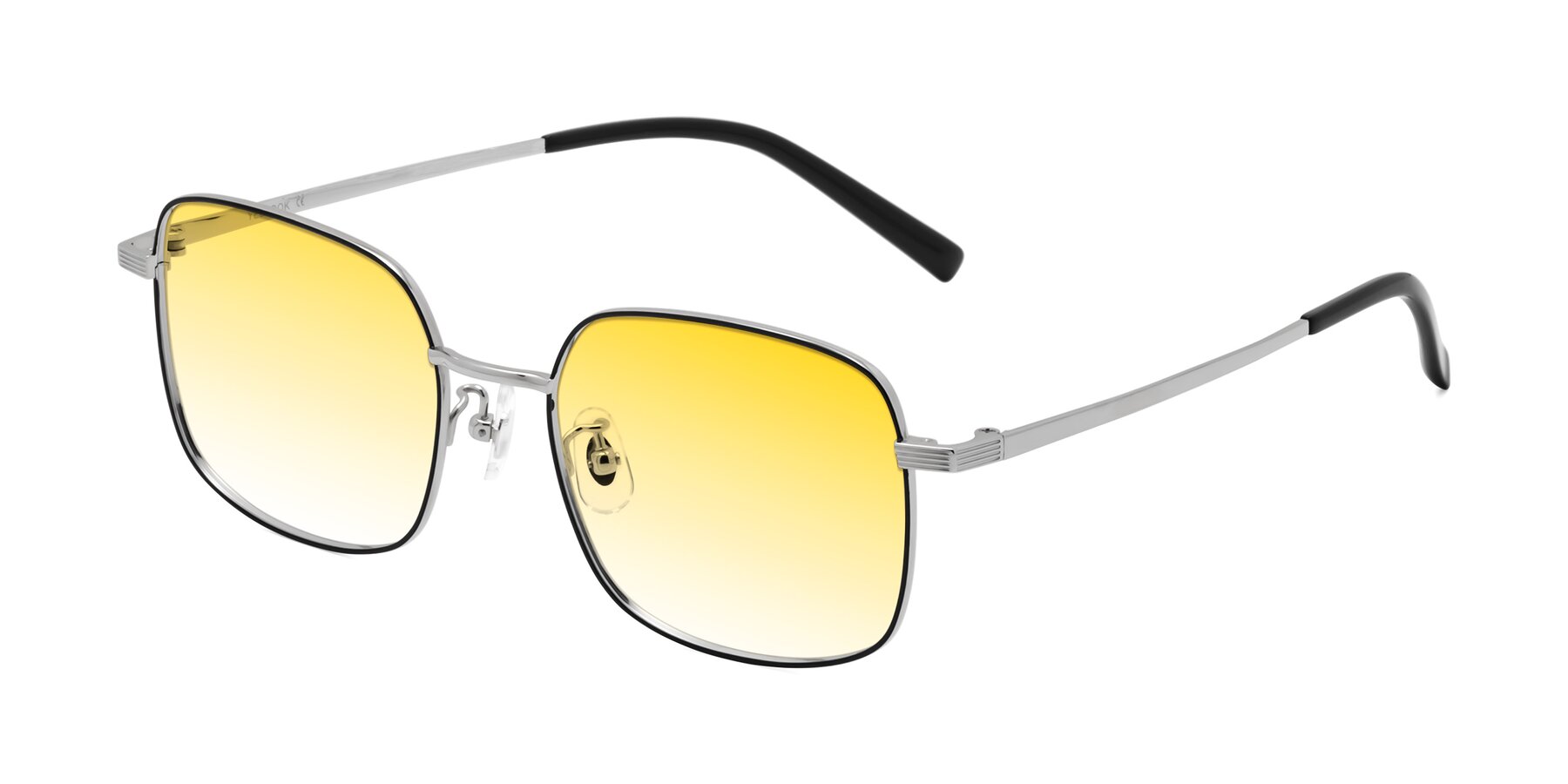 Angle of Newman in Black-Silver with Yellow Gradient Lenses