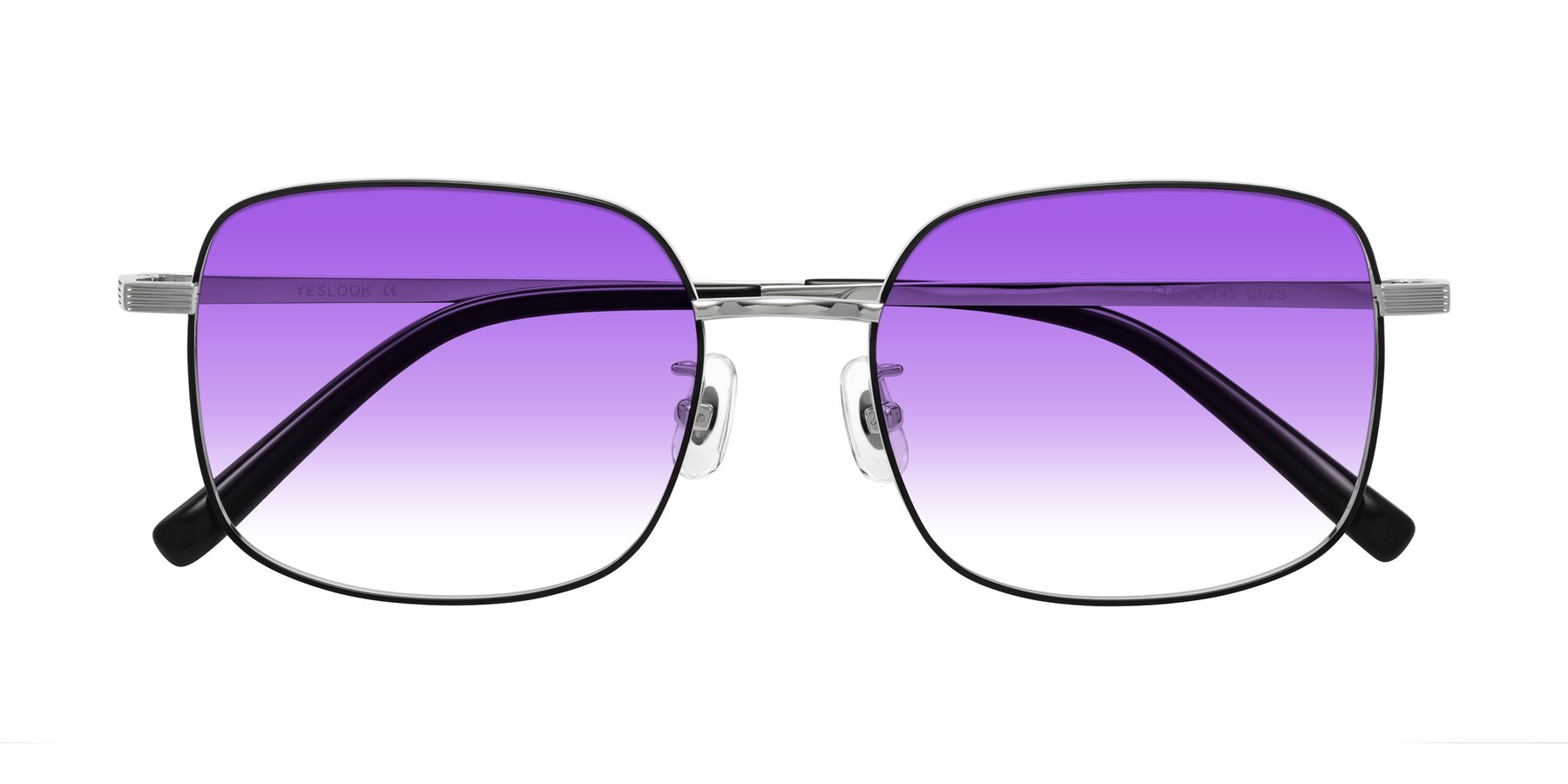 Folded Front of Newman in Black-Silver with Purple Gradient Lenses